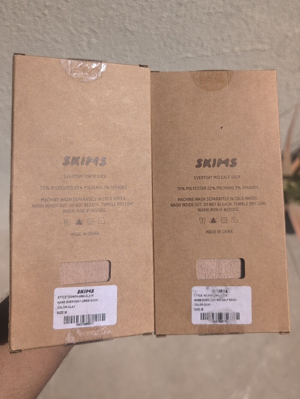 SKIMS Women's Everyday Mid Calf Sock- Clay 2 Pair Bundle